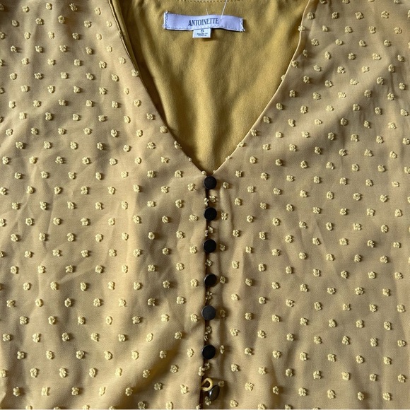 NWT Antoinette Mustard Swiss Dot Shirt Blouse - Picture 2 of 4
